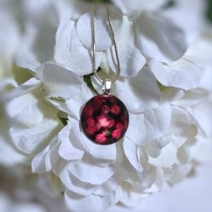 Hand painted glass pendant and necklace